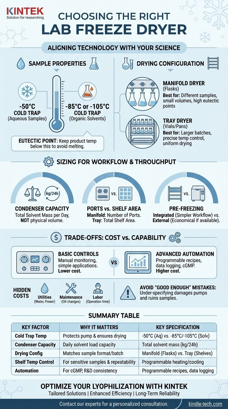¿Qué se debe considerar al elegir una liofilizadora de laboratorio? Adapte sus muestras y flujo de trabajo para el éxito Guía Visual