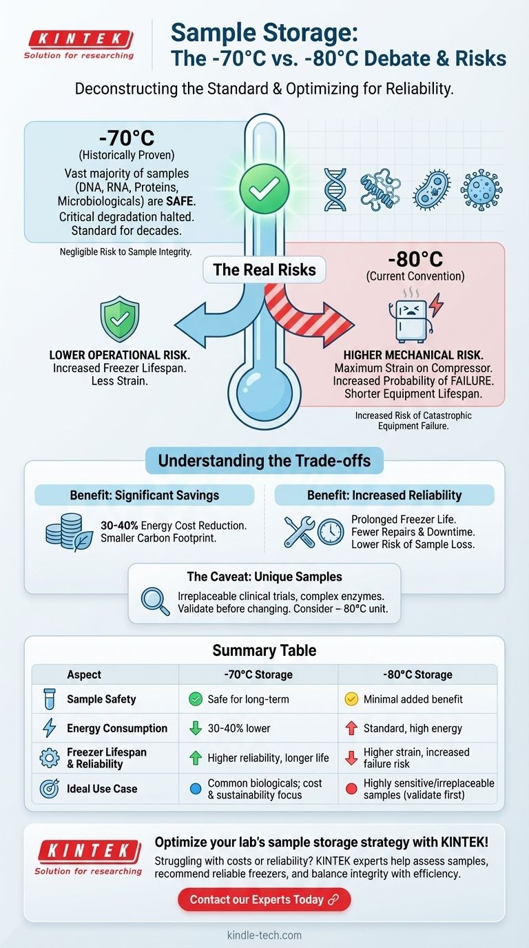 Was sind die potenziellen Risiken bei der Lagerung von Proben bei -70°C anstelle von -80°C? Optimieren Sie die Zuverlässigkeit und Kosten Ihres Labors Visuelle Anleitung