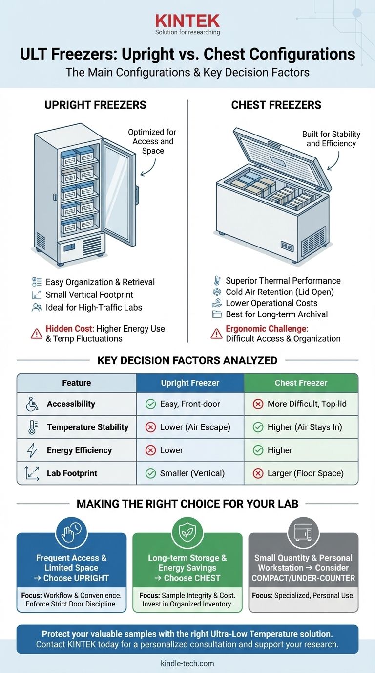 Quali sono le due configurazioni principali dei congelatori ULT? Verticale vs. a Pozzetto per le esigenze del tuo laboratorio Guida Visiva