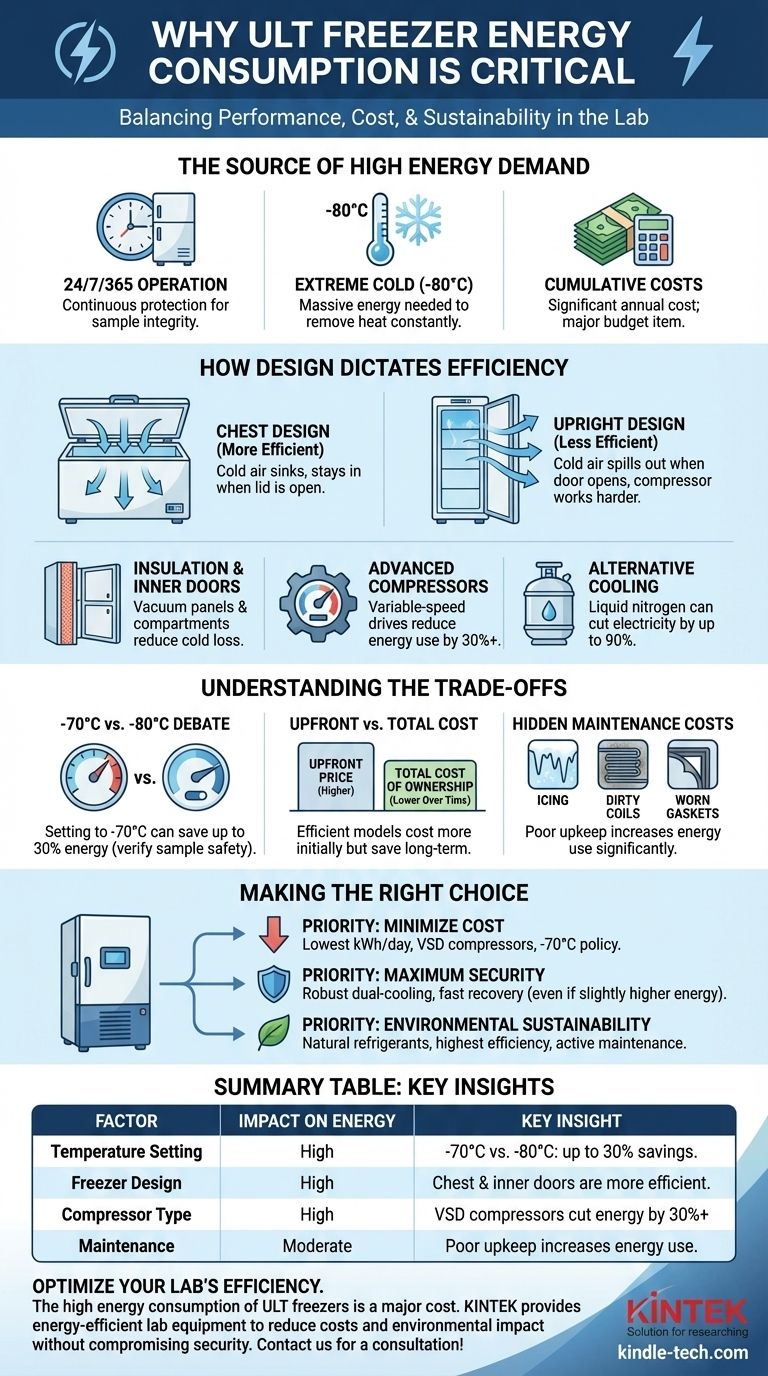 Perché il consumo energetico è una considerazione fondamentale per i congelatori ULT? Chiave per bilanciare prestazioni, costi e sostenibilità Guida Visiva