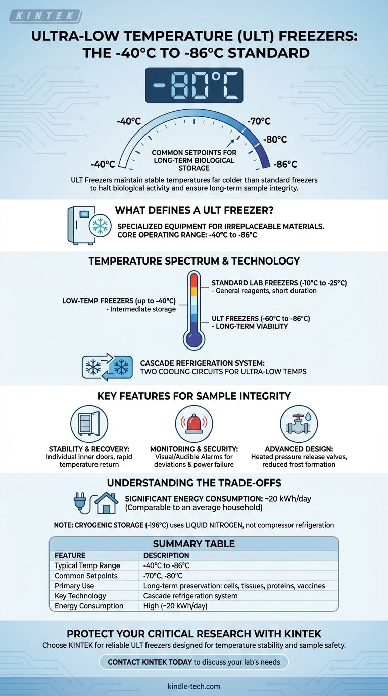Quelle plage de température les congélateurs à température ultra-basse (TUB) maintiennent-ils généralement ? Préservez vos échantillons de -40°C à -86°C Guide Visuel