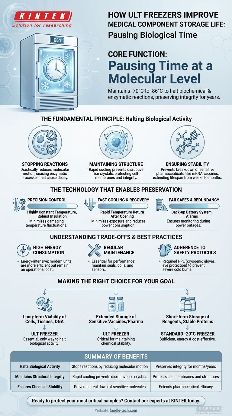 كيف تعمل مجمدات درجة الحرارة المنخفضة جداً (ULT) على تحسين فترة تخزين المكونات الطبية؟ إطالة فترة صلاحية العينات لسنوات دليل مرئي