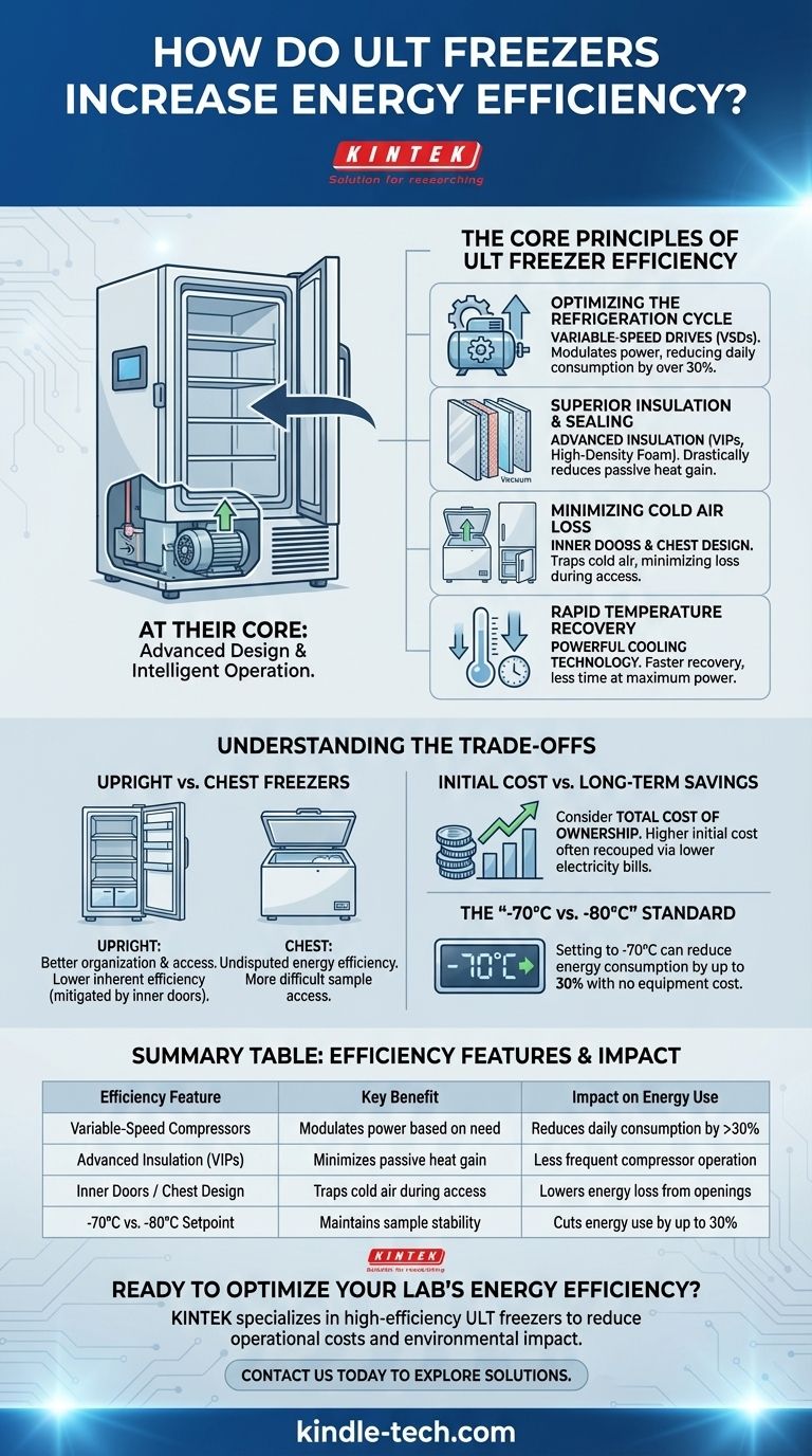 In che modo i congelatori ULT aumentano l'efficienza energetica? Ottimizza il raffreddamento del tuo laboratorio per costi e sostenibilità Guida Visiva