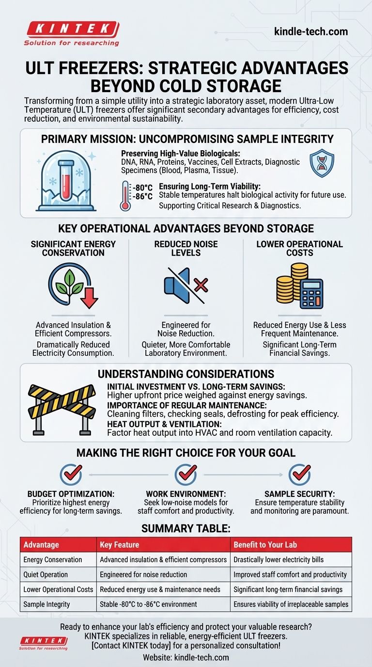 ما هي المزايا الإضافية لاستخدام مجمدات درجات الحرارة المنخفضة للغاية (ULT) في المختبرات؟ عزز كفاءة المختبر وخفض التكاليف دليل مرئي