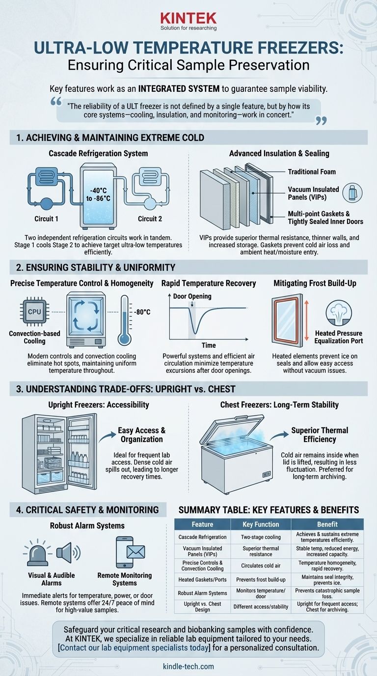 Quais são as principais características dos congeladores de temperatura ultrabaixa que garantem a preservação de amostras? Escolha o Sistema Certo para o Seu Laboratório Guia Visual