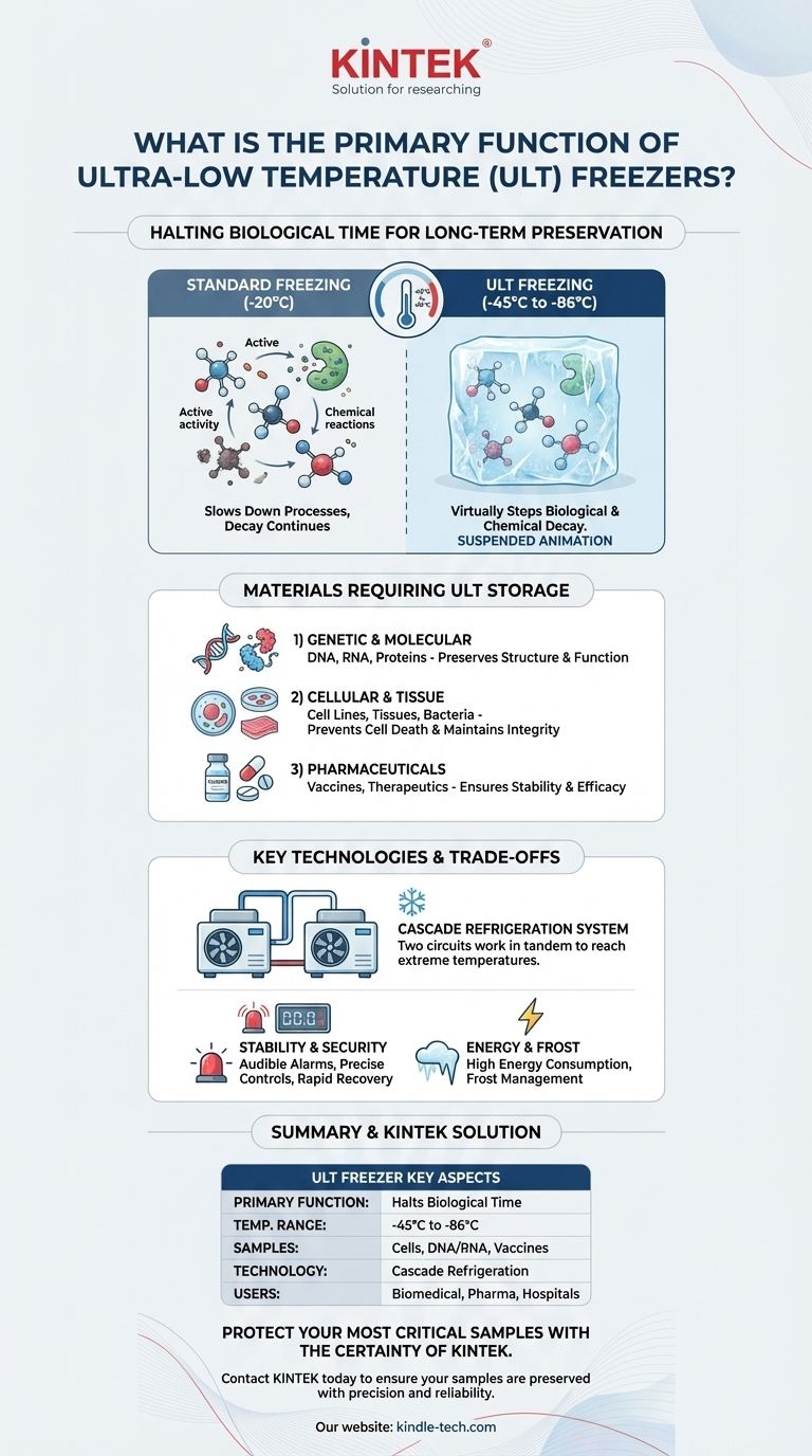What is the primary function of ultra-low temperature (ULT) freezers? Preserving Biological Integrity for Decades Visual Guide