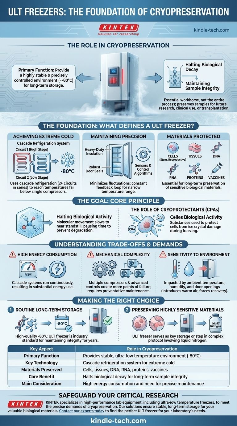 초저온 냉동고(ULT freezer)는 동결 보존에 어떻게 관여하나요? 장기 샘플 보관의 필수적인 역할 시각적 가이드