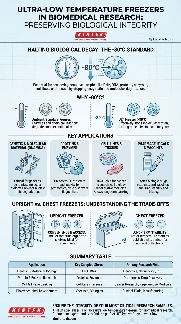 Каковы основные применения морозильных камер со сверхнизкой температурой в биомедицинских исследованиях? Сохраняйте критически важные образцы при -80°C Визуальное руководство