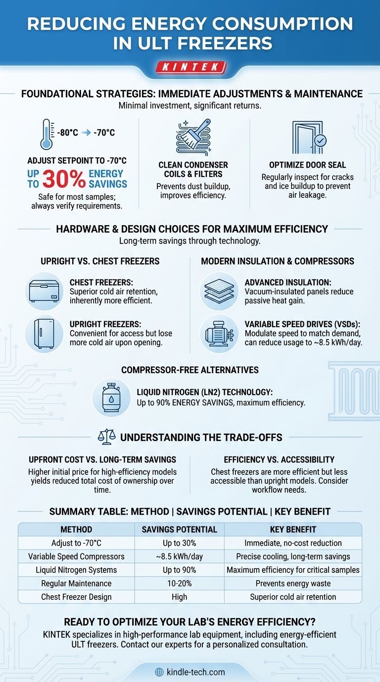 ¿Qué métodos pueden reducir el consumo de energía en los congeladores ULT? Reduzca los costos de energía y proteja sus muestras Guía Visual