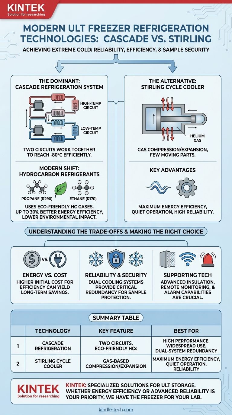 Quali tecnologie di refrigerazione vengono utilizzate nei moderni congelatori ULT? Spiegazione del ciclo a cascata vs. ciclo di Stirling Guida Visiva