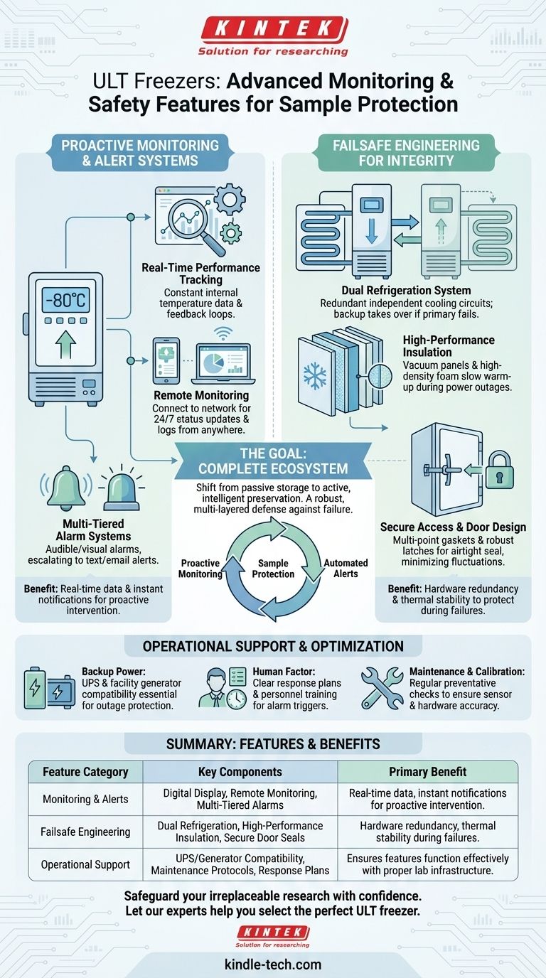 ¿Qué características incluyen los congeladores ULT modernos para la monitorización y la seguridad? Proteja sus muestras críticas con un diseño inteligente Guía Visual