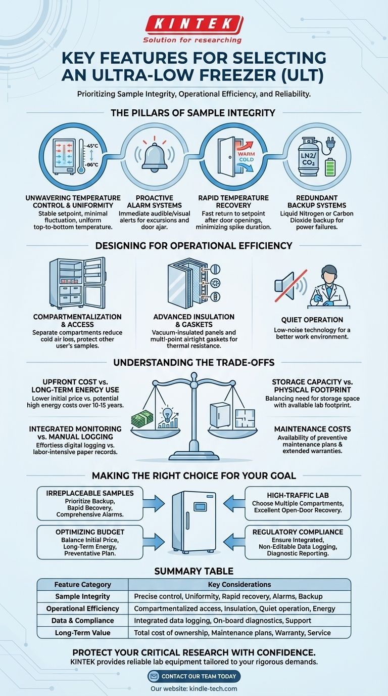 Quelles sont les caractéristiques clés à rechercher dans un congélateur ultra-basse température ? Assurer l'intégrité des échantillons et l'efficacité du laboratoire Guide Visuel