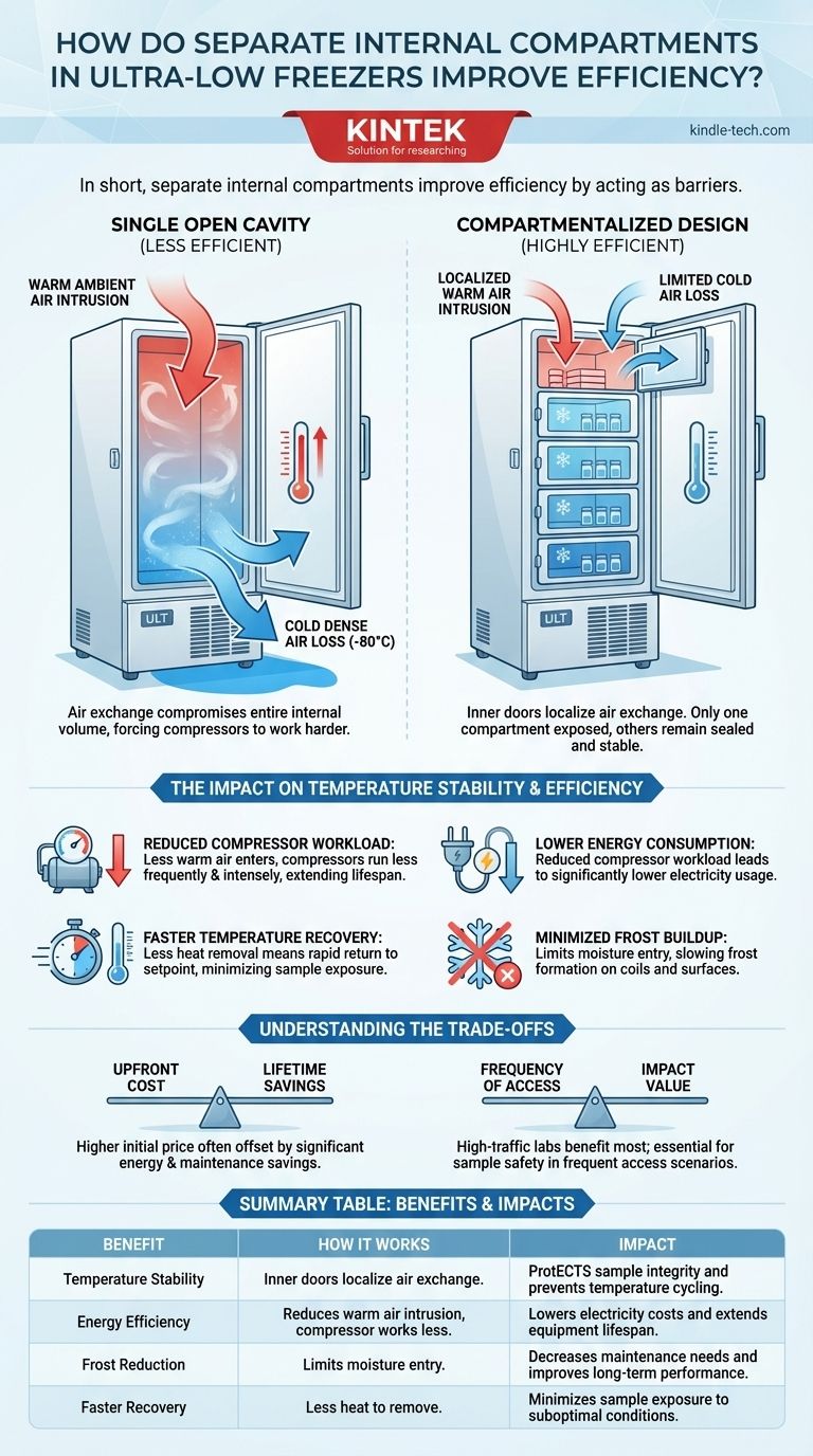 ¿Cómo mejoran la eficiencia los compartimentos internos separados en los congeladores de ultra baja temperatura? Mejoran la estabilidad y reducen los costos Guía Visual