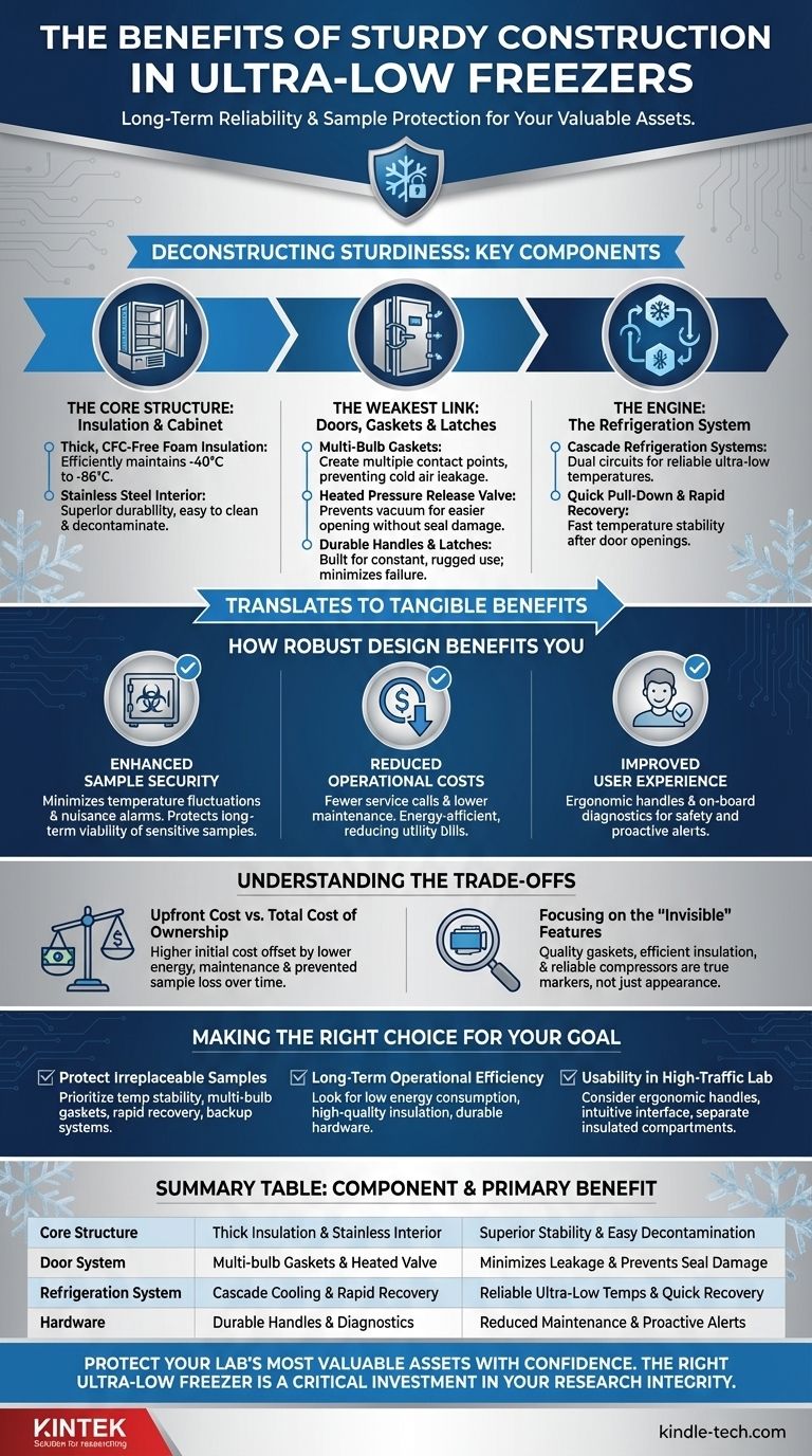 Welche Vorteile bietet eine robuste Bauweise bei Ultratieftemperaturgefriergeräten? Gewährleistung langfristiger Probensicherheit und Zuverlässigkeit Visuelle Anleitung
