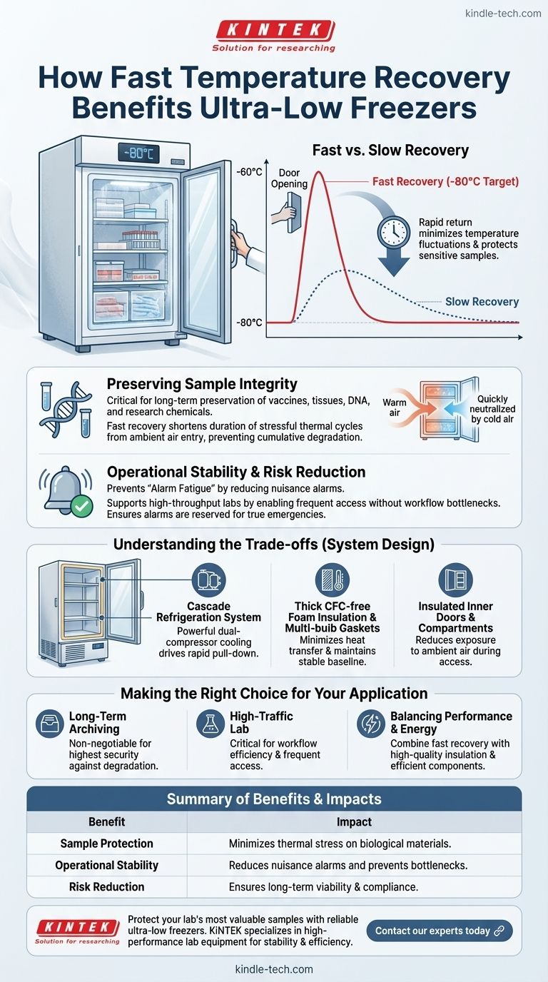 Comment une récupération rapide de la température profite-t-elle aux congélateurs à ultra-basse température ? Protéger l'intégrité des échantillons et l'efficacité du laboratoire Guide Visuel