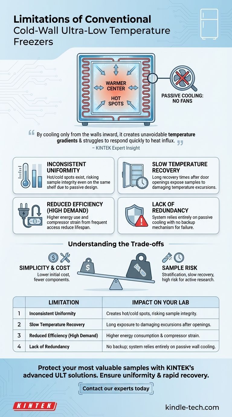 ما هي قيود المجمدات التقليدية ذات الجدران الباردة ودرجات الحرارة المنخفضة جداً؟ تجنب مخاطر العينات بتقنية ULT أفضل دليل مرئي