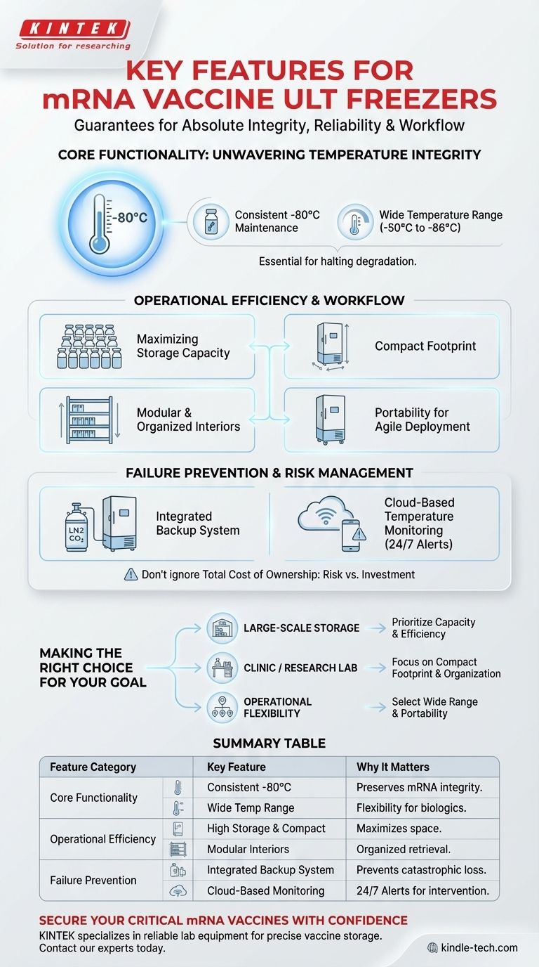 What are the key features to look for in an ultra-low temperature freezer for mRNA vaccine storage? Essential Features for Absolute Vaccine Integrity Visual Guide