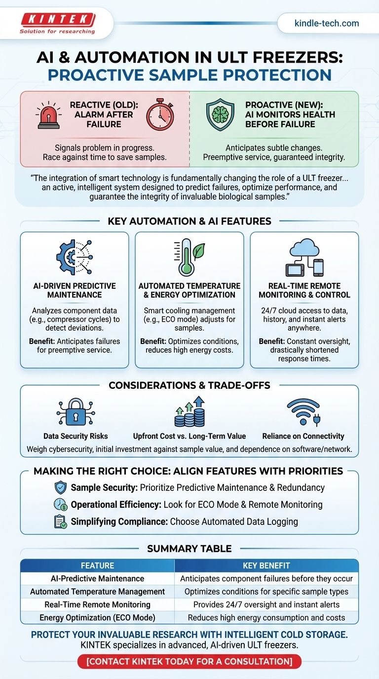ما هي ميزات الأتمتة والذكاء الاصطناعي التي يتم دمجها في مجمدات ULT؟ حافظ على أمان عيناتك بذكاء استباقي دليل مرئي