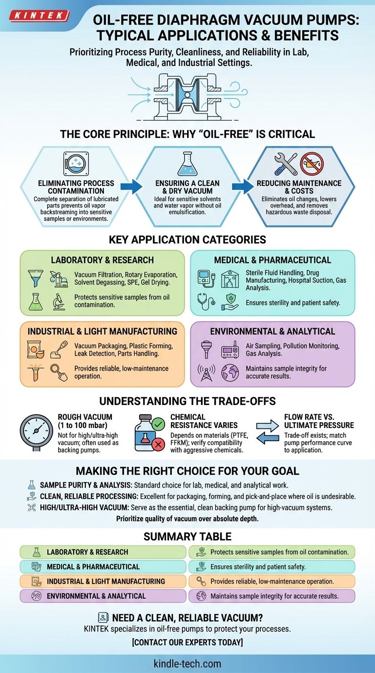 ما هي بعض التطبيقات النموذجية لمضخات التفريغ الغشائية الخالية من الزيت؟ ضمان نقاء العملية في مختبرك دليل مرئي