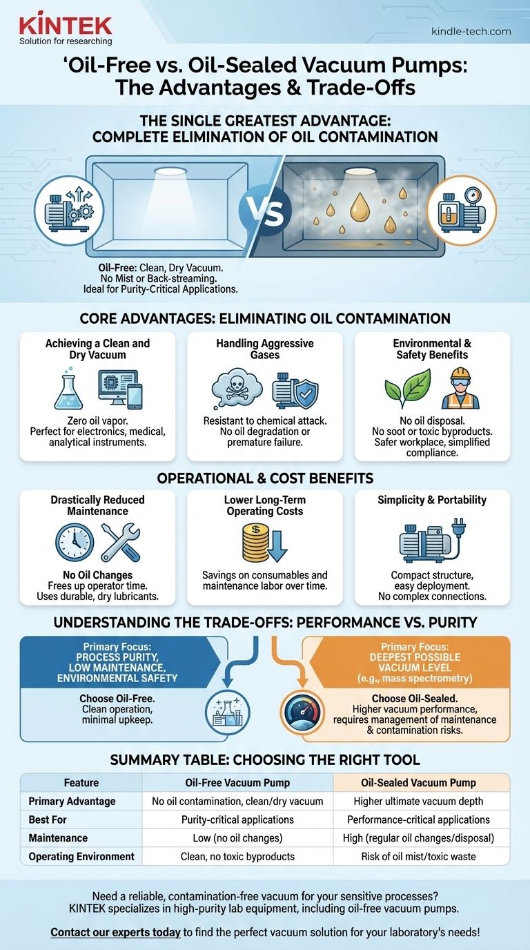 오일 프리 진공 펌프를 오일 밀봉 펌프보다 사용할 때의 첫 번째 이점은 무엇입니까? 완벽하게 오염 없는 진공 달성 시각적 가이드