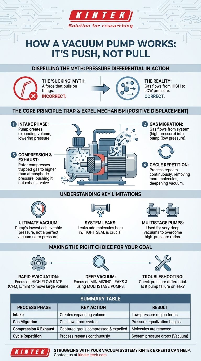 How does the vacuum effect work in a vacuum pump? It's a Push, Not a Pull Visual Guide