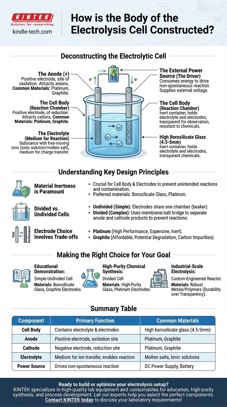 Come è costruito il corpo della cella elettrolitica? Una guida ai materiali e ai componenti Guida Visiva