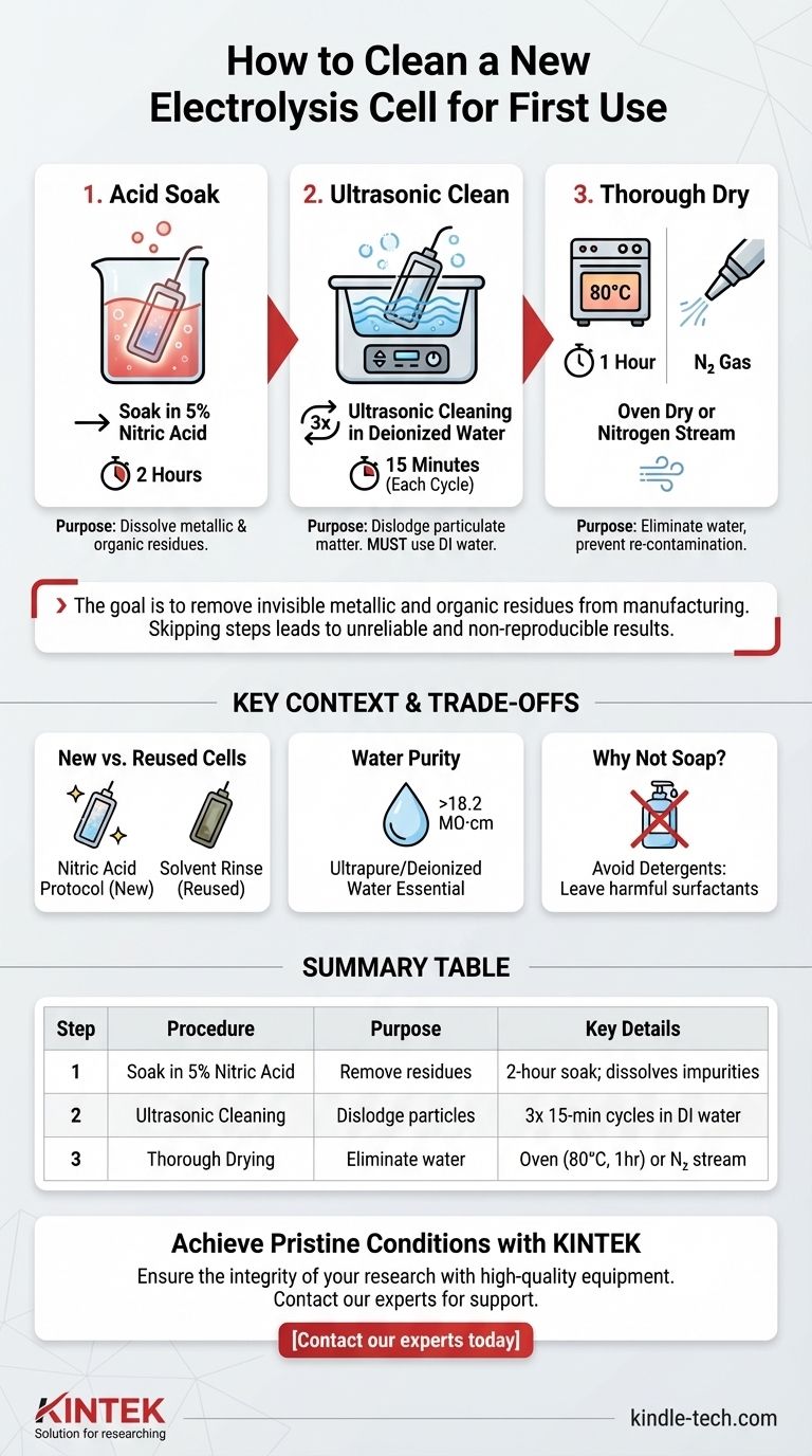 Wie sollte eine neue Elektrolysezelle vor dem ersten Gebrauch gereinigt werden? Sorgen Sie für genaue, reproduzierbare Ergebnisse Visuelle Anleitung