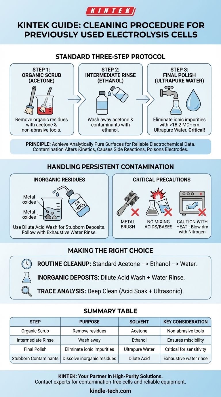 ما هو إجراء التنظيف لخلية التحليل الكهربائي المستخدمة سابقًا؟ ضمان النقاء للحصول على نتائج موثوقة دليل مرئي