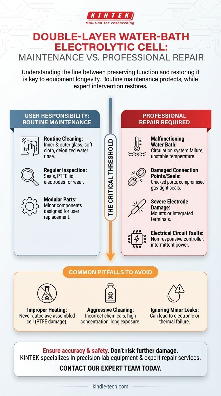 Quando é necessário reparo profissional para uma célula eletrolítica de banho-maria de dupla camada? Proteja a Precisão e a Segurança do Seu Laboratório Guia Visual