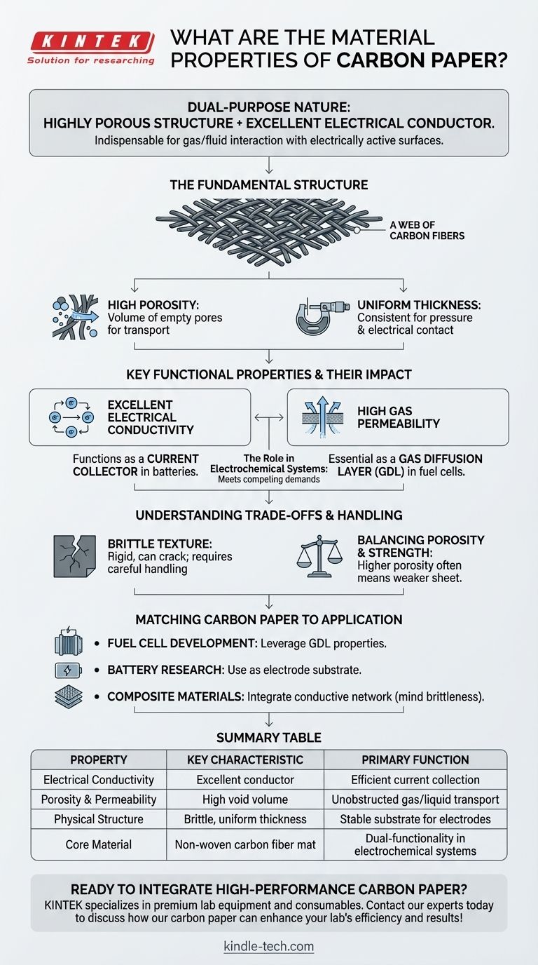 카본 페이퍼의 재료 특성은 무엇인가요? 실험실을 위한 높은 전도성과 다공성 잠금 해제 시각적 가이드