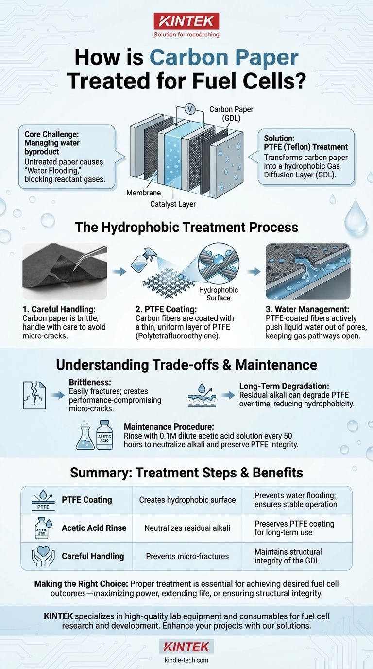 Come viene trattata la carta di carbonio per l'uso nelle celle a combustibile? Il rivestimento in PTFE critico per le massime prestazioni Guida Visiva