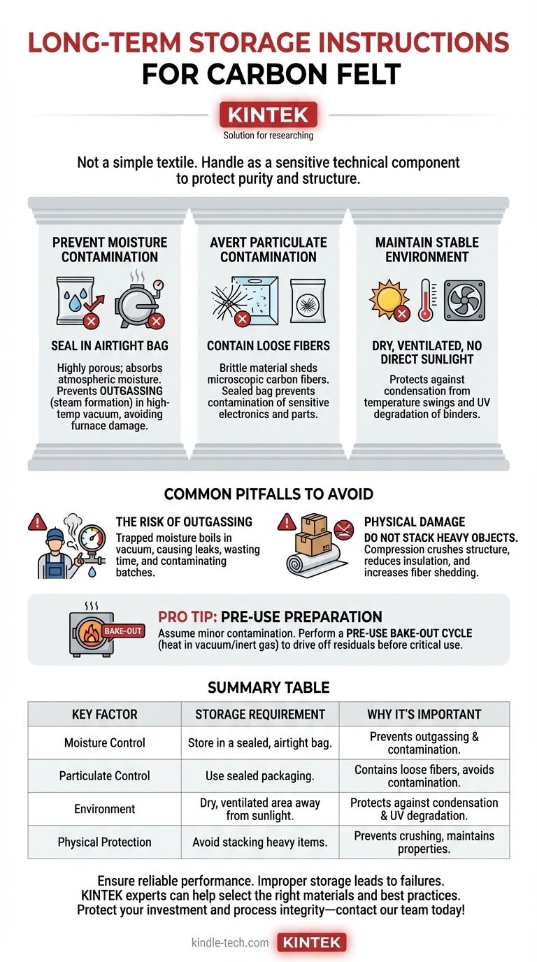 ما هي تعليمات التخزين طويلة الأمد المحددة لـ "لباد الكربون"؟ منع التلوث وضمان الأداء دليل مرئي