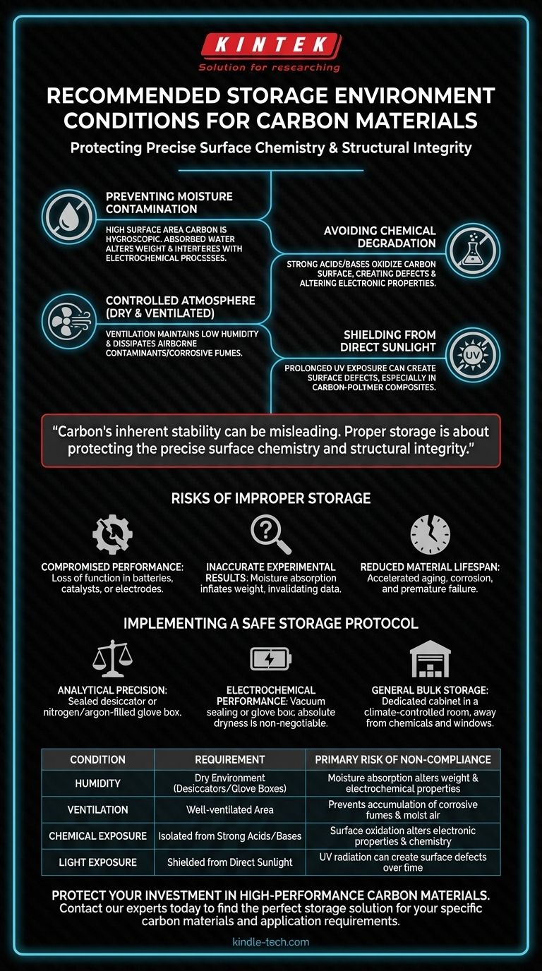 Каковы рекомендуемые условия хранения углеродных материалов? Сохраните производительность и ценность Визуальное руководство