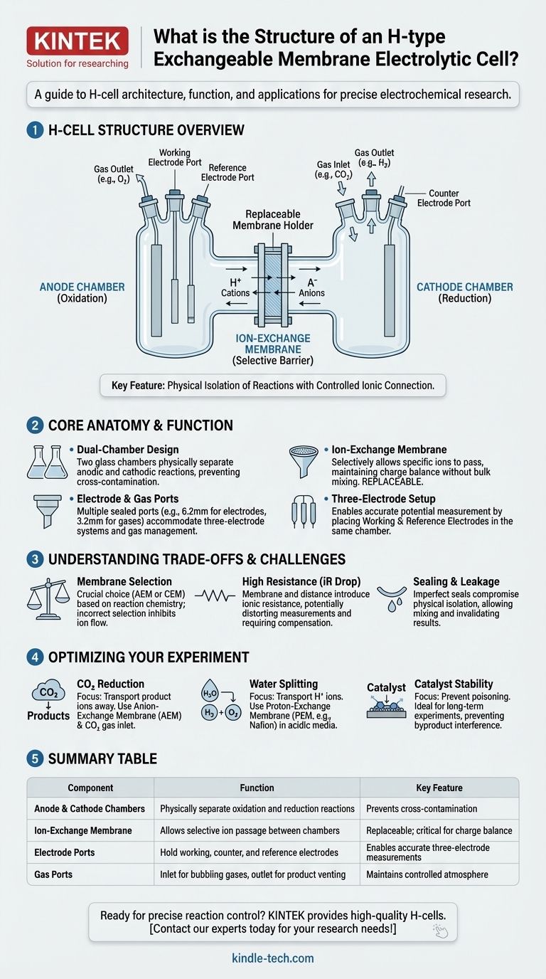 H형 교환 가능 멤브레인 전기분해 전지의 구조는 무엇인가요? 정밀한 전기화학적 분리를 위한 가이드 시각적 가이드