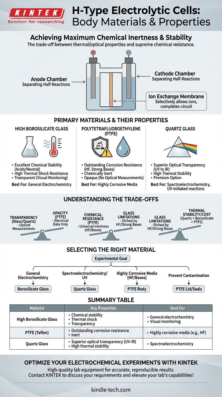 Какие материалы обычно используются для корпуса электролитических ячеек H-типа? Выберите правильный материал для вашего эксперимента Визуальное руководство