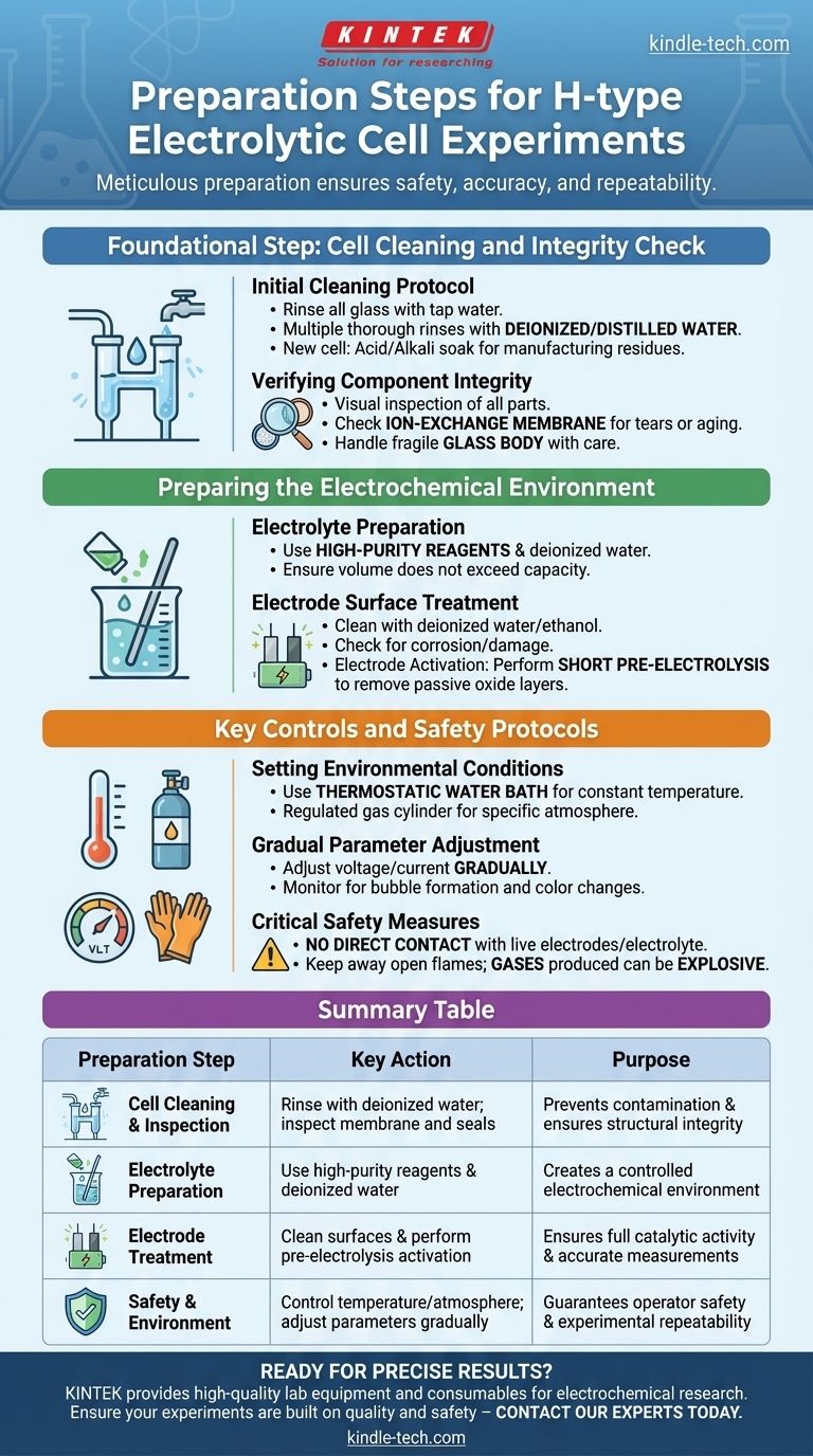 Welche Vorbereitungsschritte sind vor dem Start eines Experiments mit einer H-Typ-Elektrolysezelle erforderlich? Ein Leitfaden für sichere und genaue Ergebnisse Visuelle Anleitung