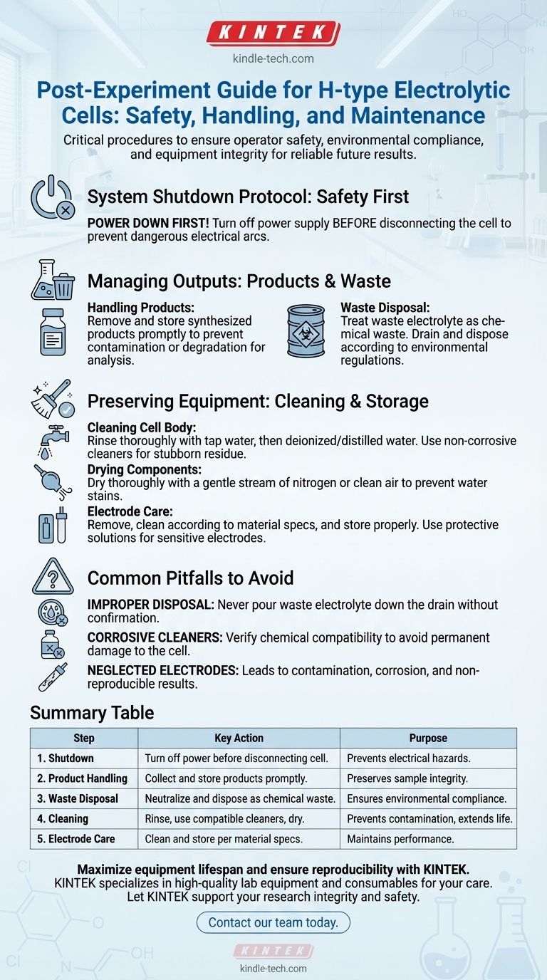 H형 전해조를 이용한 실험 후 생성물과 폐기물은 어떻게 처리해야 합니까? 안전 및 데이터 무결성 보장 시각적 가이드
