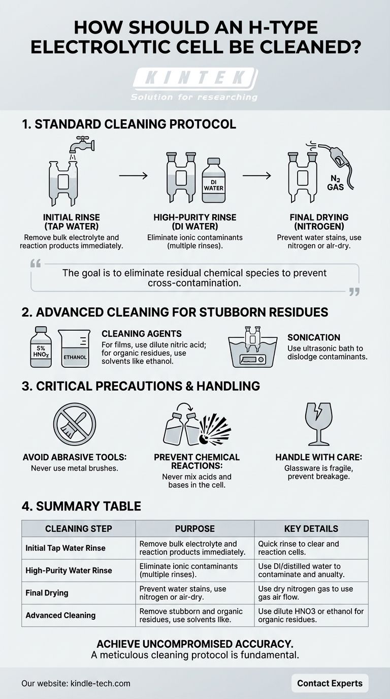 Como uma célula eletrolítica tipo H deve ser limpa após o uso? Um Guia Passo a Passo para Resultados Confiáveis Guia Visual