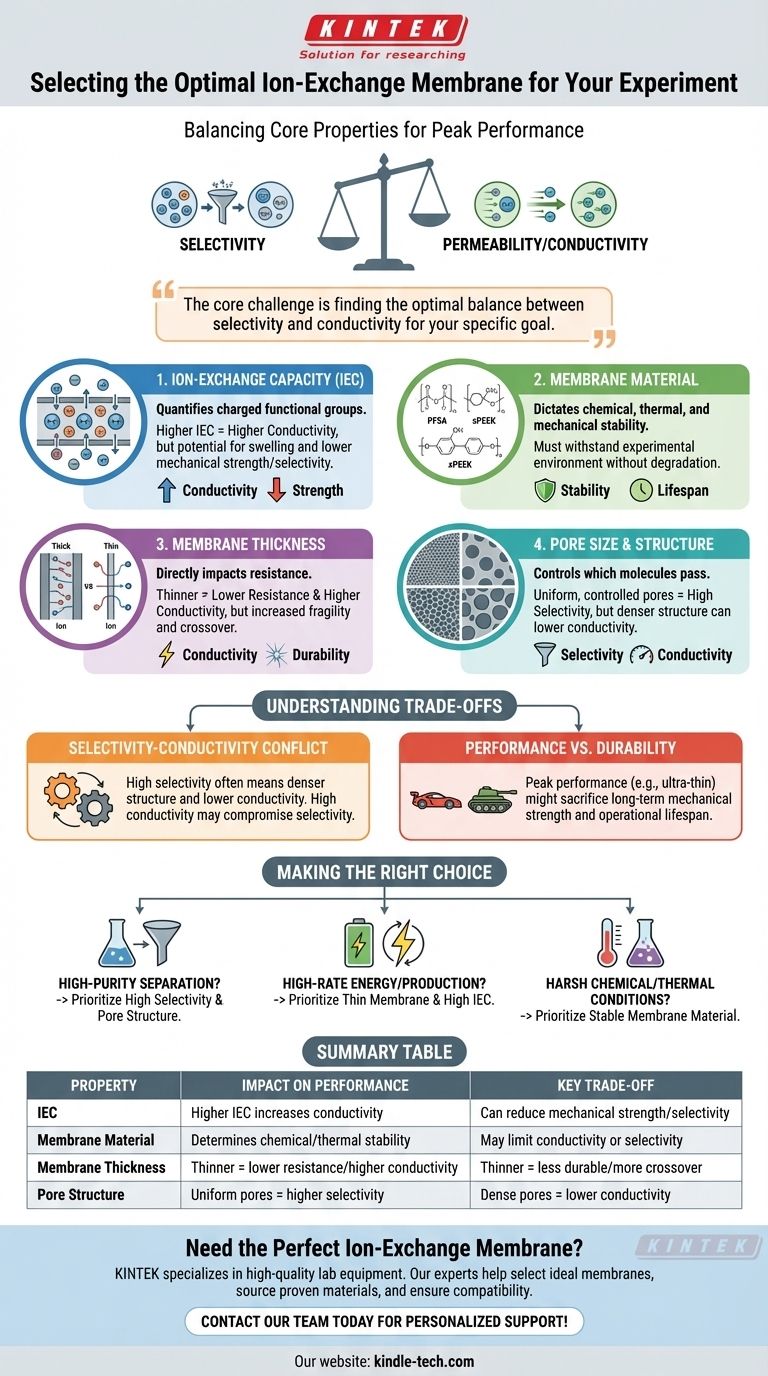 ما هي العوامل التي يجب مراعاتها عند اختيار غشاء التبادل الأيوني؟ وازن بين الانتقائية والتوصيلية لمختبرك دليل مرئي