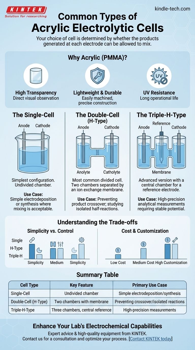 ما هي الأنواع الشائعة للخلايا الإلكتروليتية الأكريليكية؟ اختر الخلية المناسبة لتجربتك الكهروكيميائية دليل مرئي
