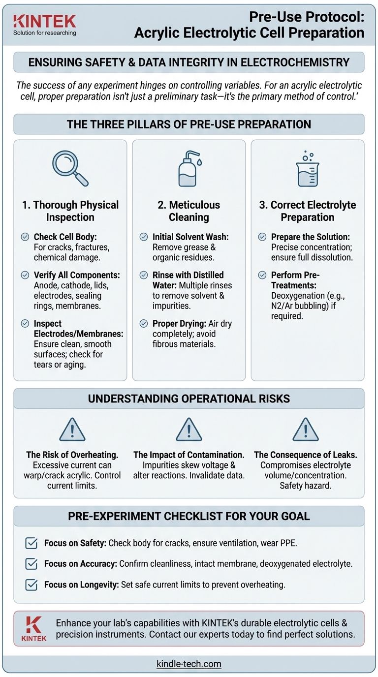 아크릴 전해조를 사용하기 전에 어떤 조치를 취해야 합니까? 실험실에서 안전과 정확성을 보장하십시오 시각적 가이드