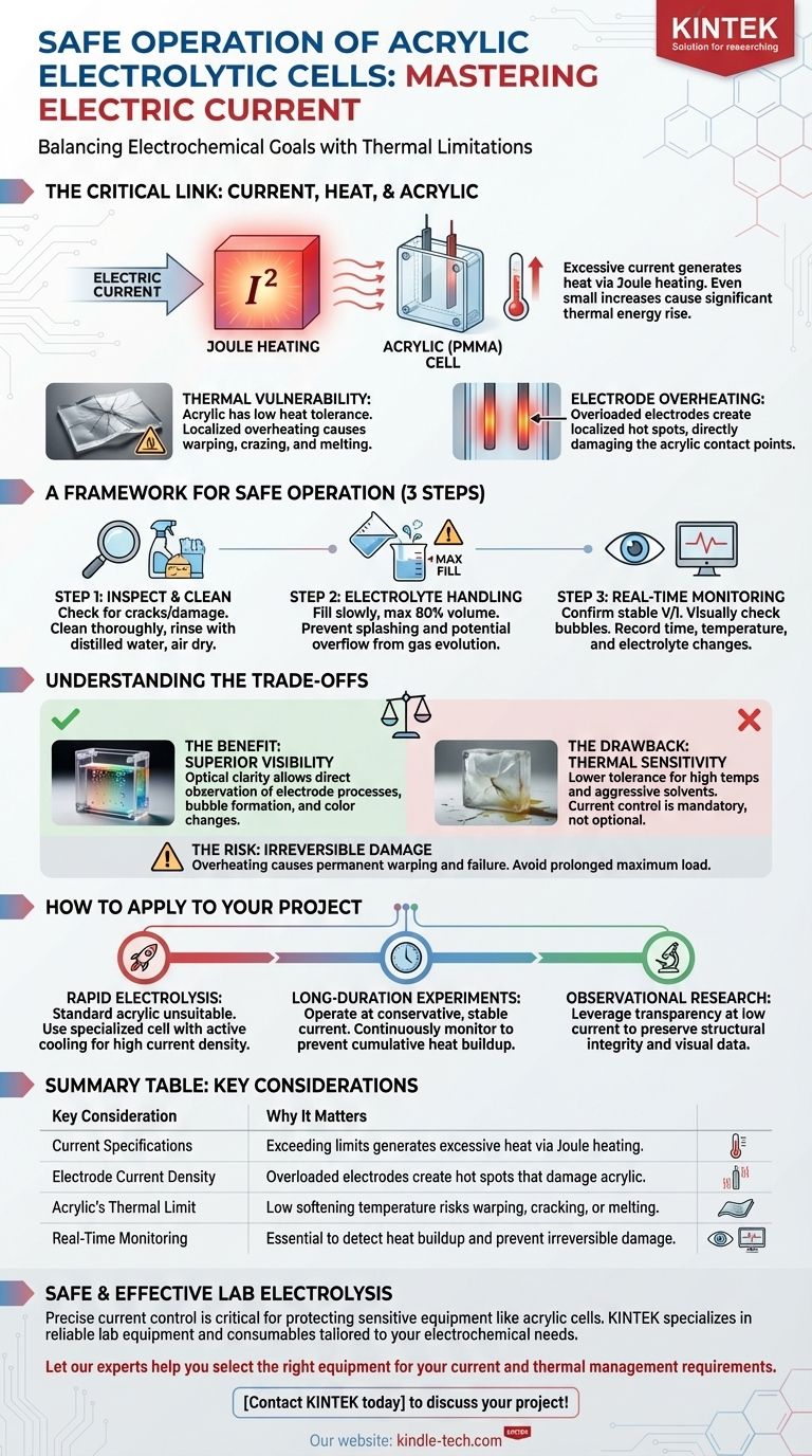 아크릴 전해조 사용 시 전류에 대한 고려 사항은 무엇입니까? 손상을 방지하기 위해 열을 관리하십시오. 시각적 가이드