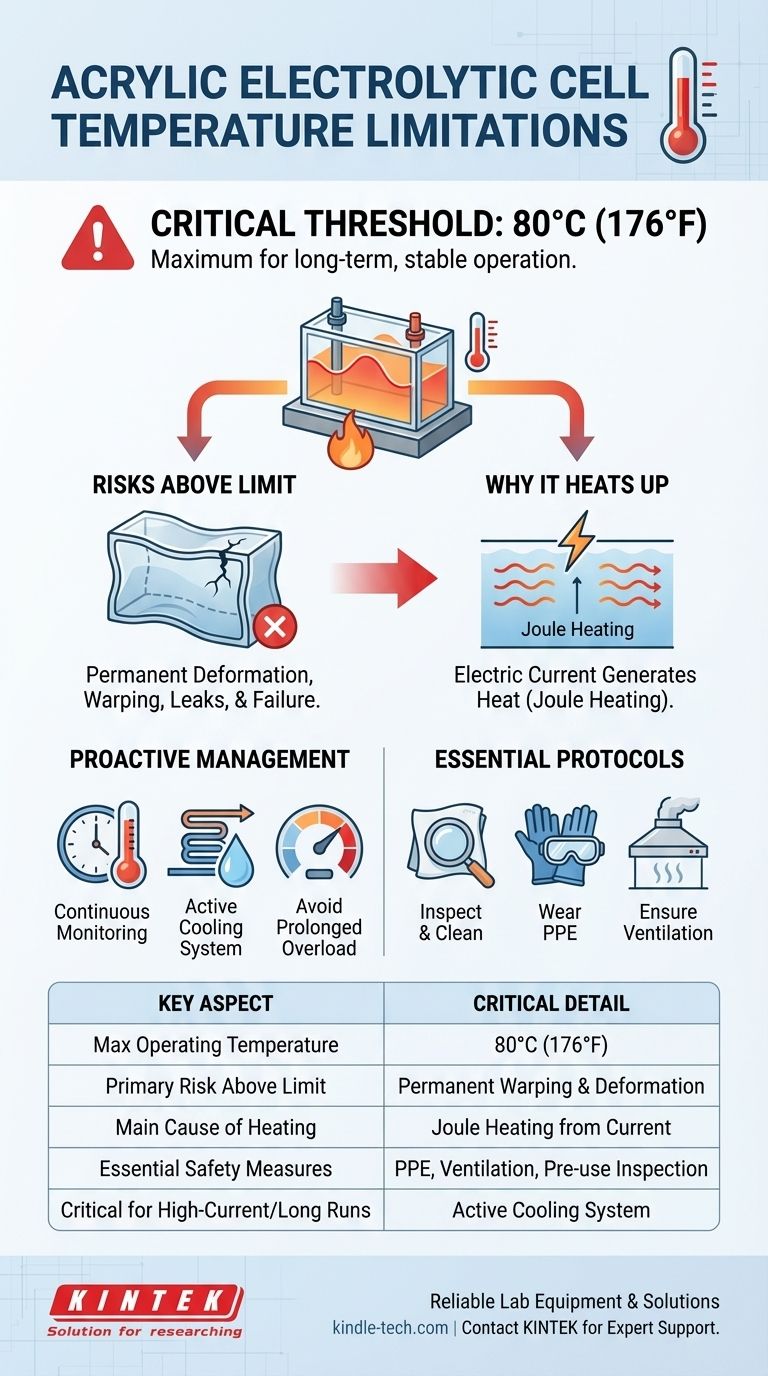 아크릴 전해조의 온도 제한은 무엇인가요? 80°C 미만으로 유지하여 영구적인 손상을 방지하세요 시각적 가이드