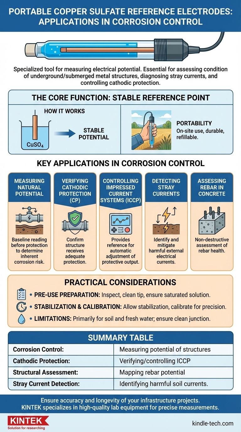 What are the primary applications of a portable copper sulfate reference electrode? Safeguard Critical Infrastructure from Corrosion Visual Guide