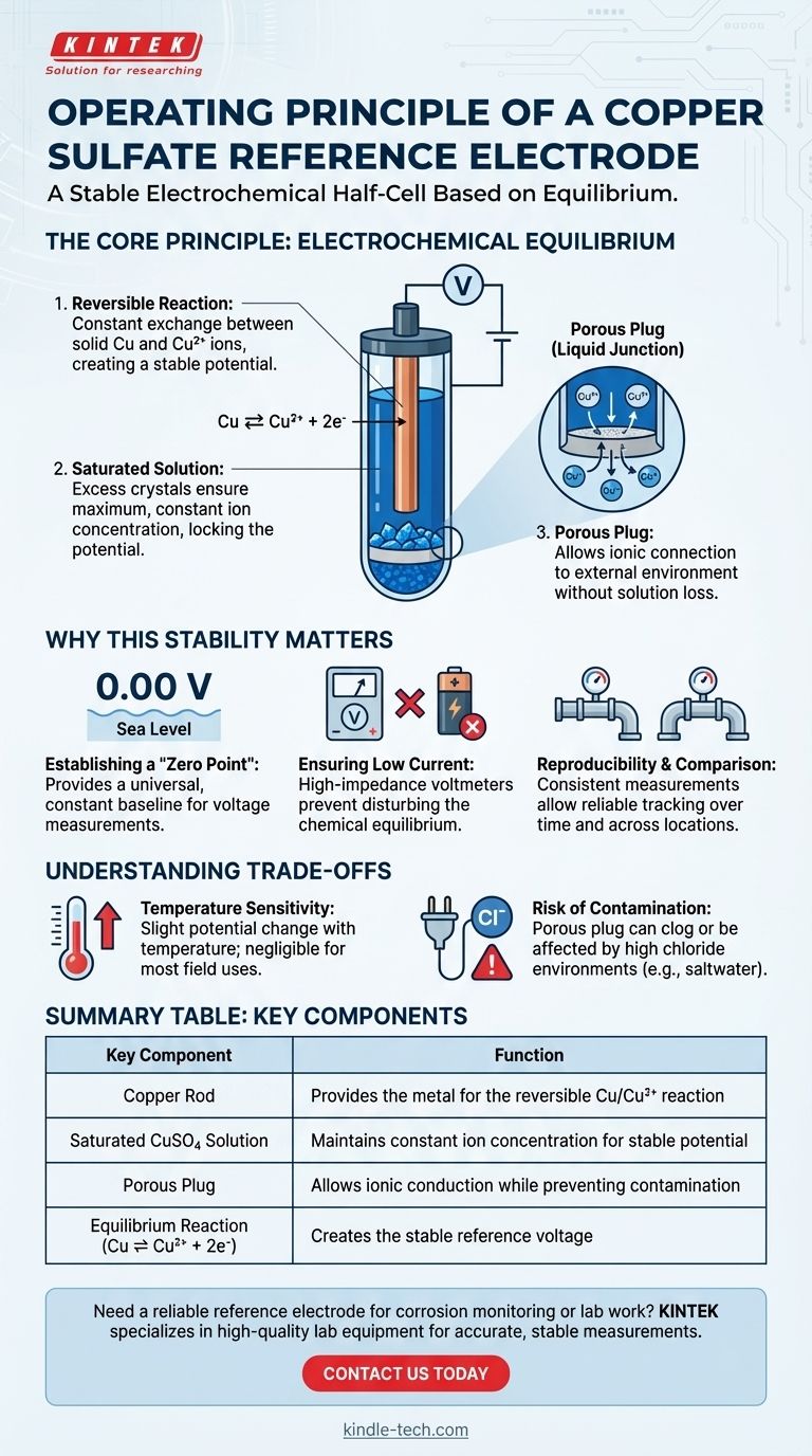 What is the operating principle of a copper sulfate reference electrode? Reliable Potential Measurement Explained Visual Guide