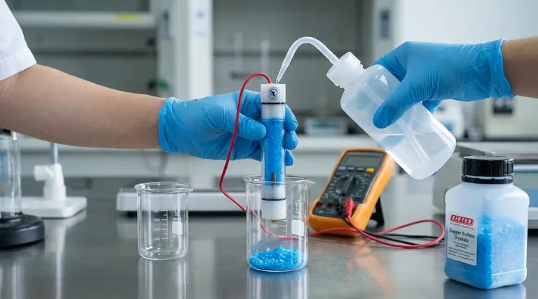 What are the pre-treatment steps before using a portable copper sulfate reference electrode? Ensure Accurate Corrosion Potential Measurements