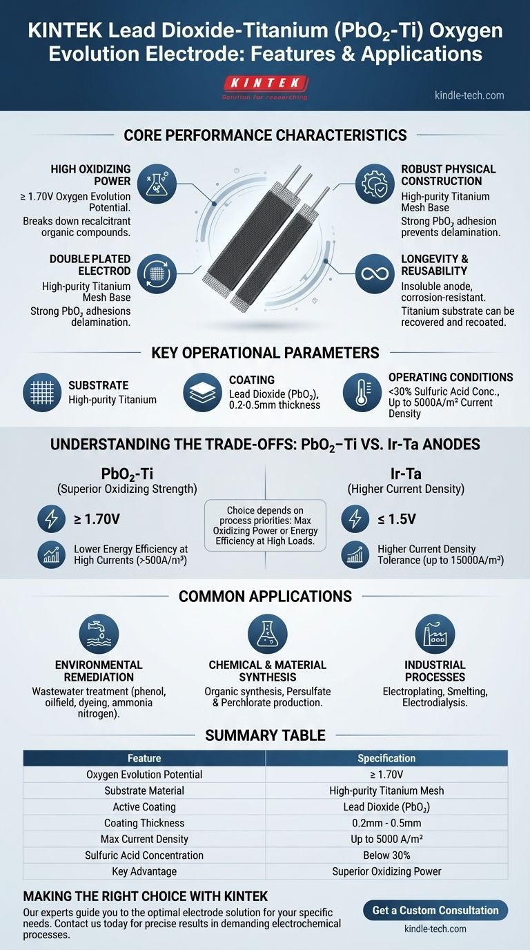Quelles sont les caractéristiques de l'électrode à dégagement d'oxygène en dioxyde de plomb-titane ? Pouvoir oxydant élevé et durabilité Guide Visuel