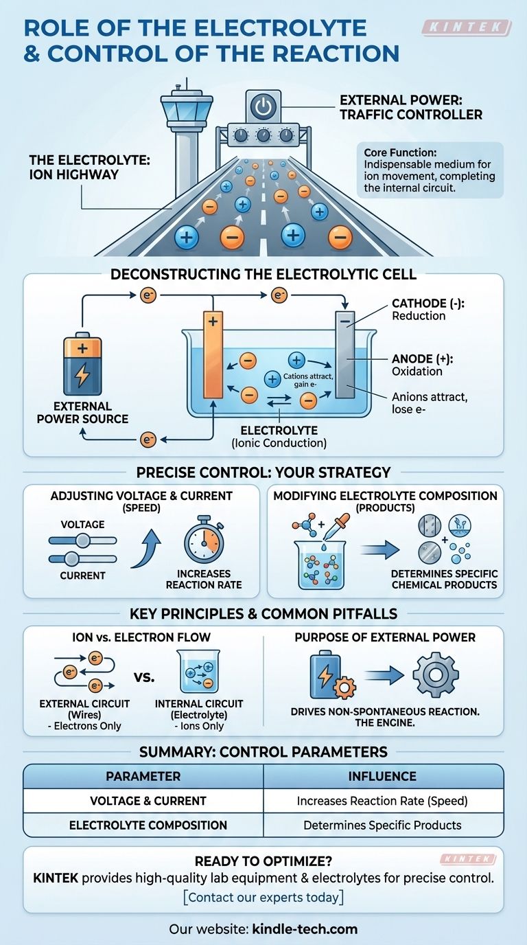 Qual é o papel do eletrólito na célula e como a reação é controlada? Domine os Processos Eletroquímicos Guia Visual