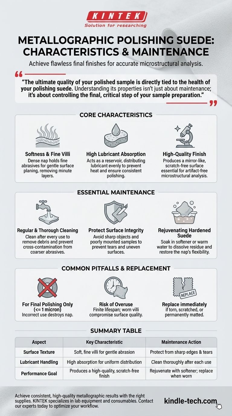 What are the characteristics and maintenance instructions for metallographic polishing suede? Ensure a Perfect Finish Visual Guide