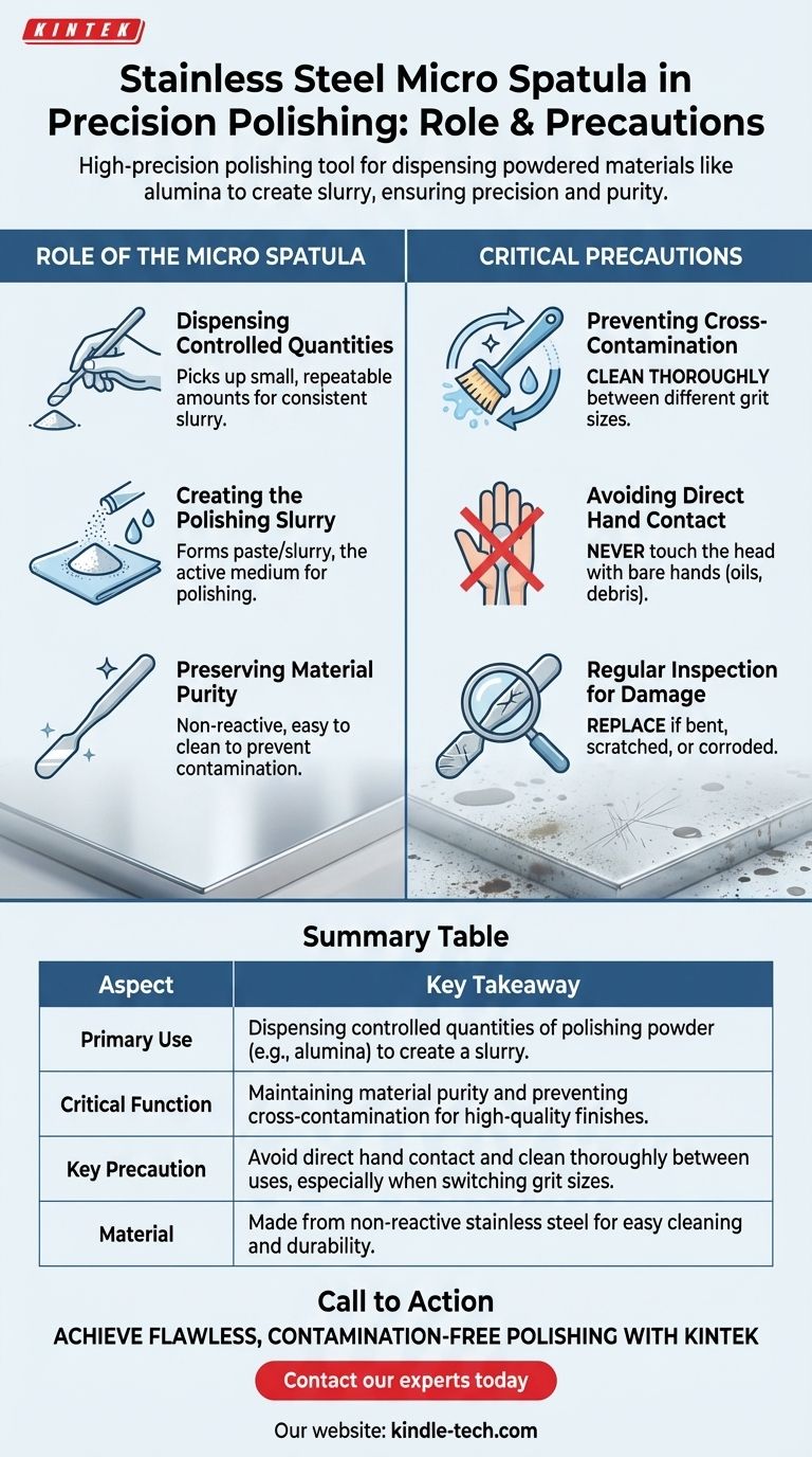 Wofür wird ein Mikrolöffel aus Edelstahl beim Polieren verwendet? Erzielen Sie kontaminationsfreie, hochpräzise Oberflächen. Visuelle Anleitung
